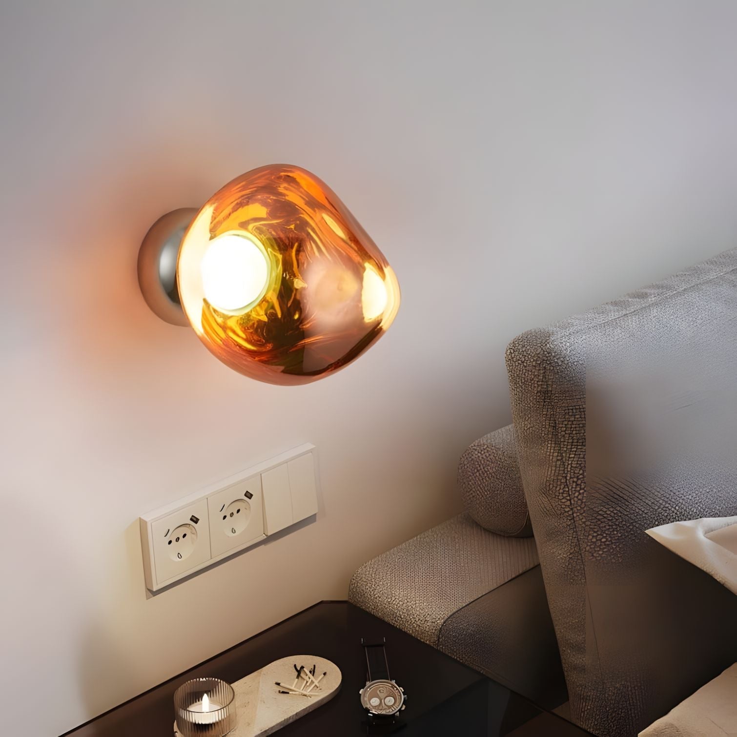 Mirrored Lava Glass Wall Light - Rose Gold