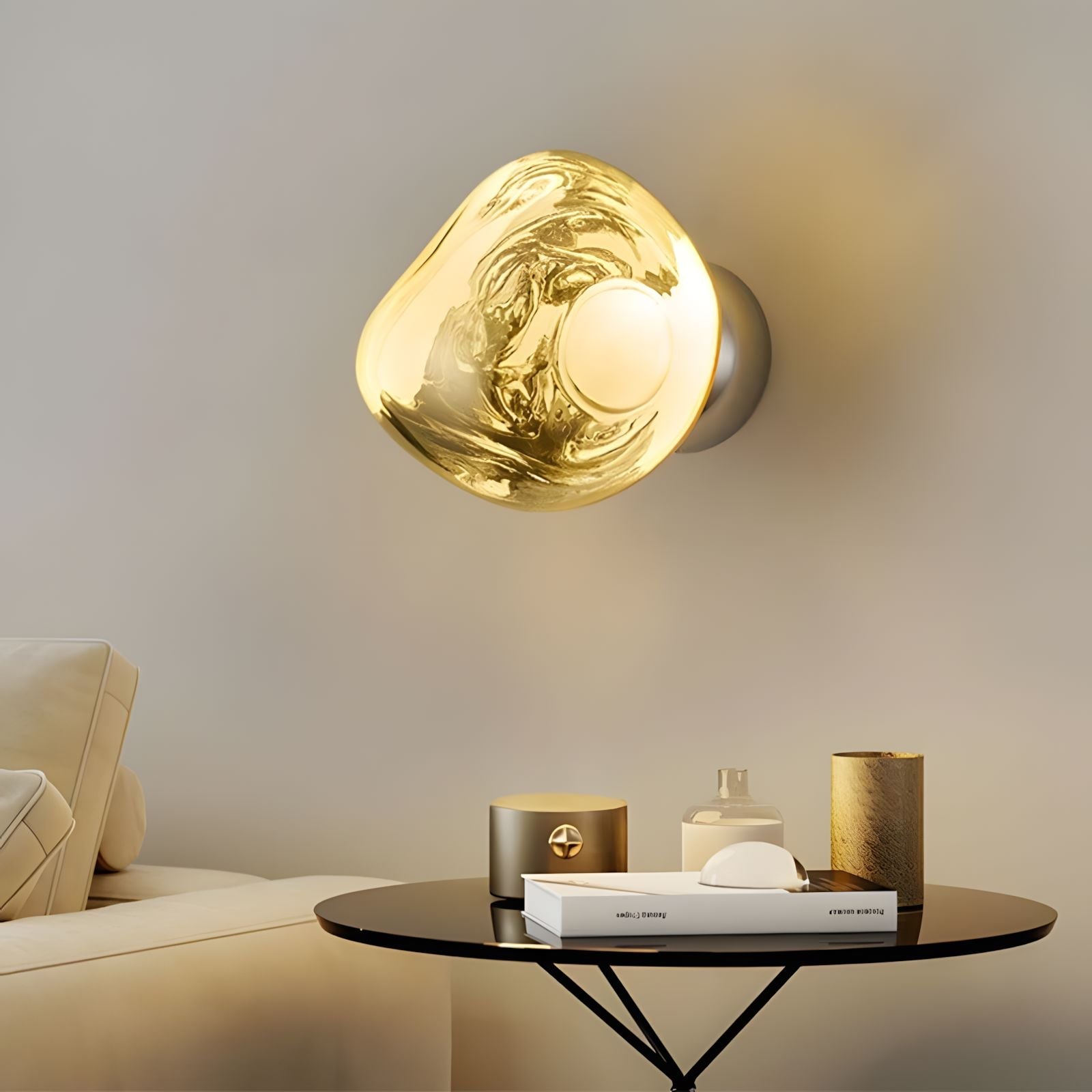 Mirrored Lava Glass Wall Light - Gold
