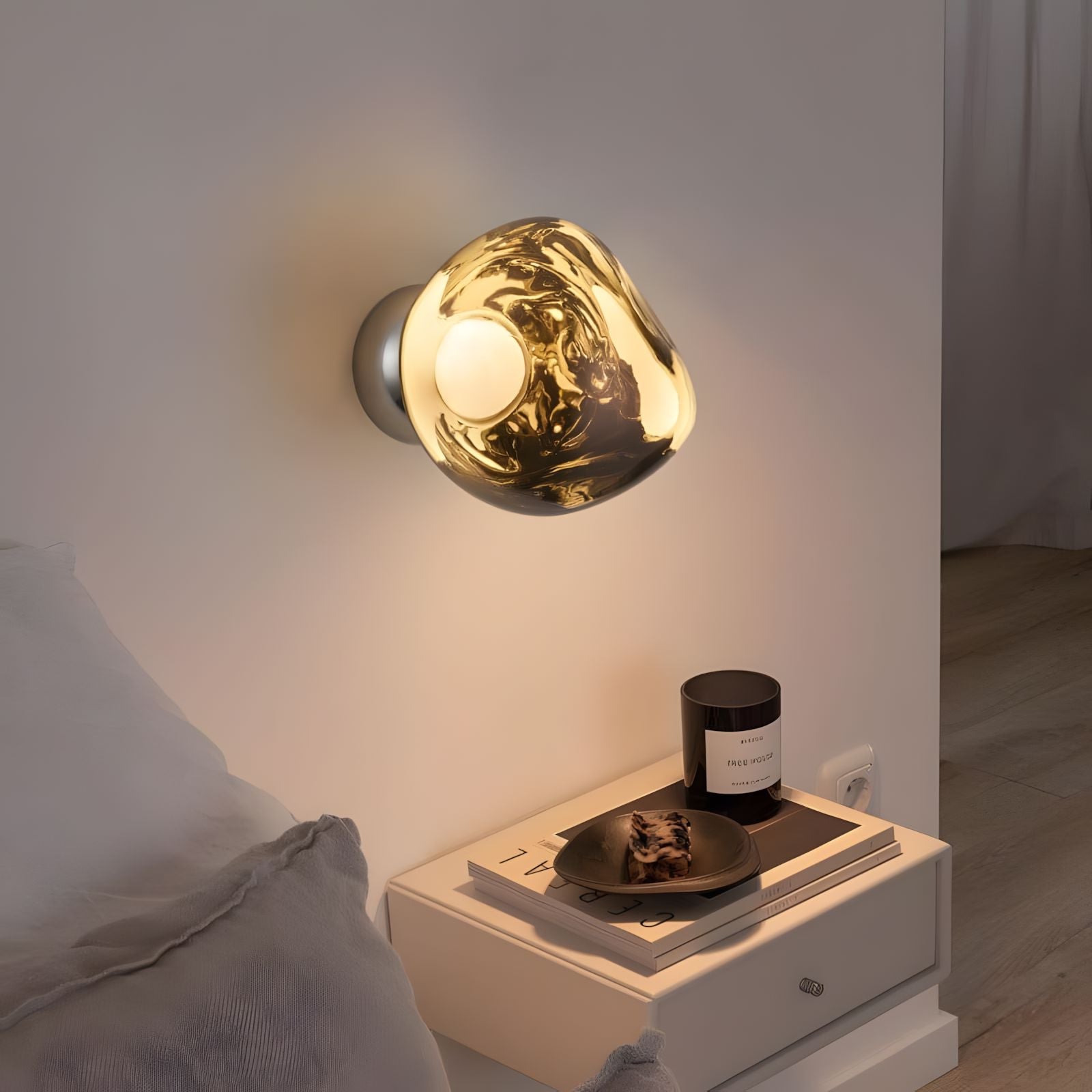 Mirrored Lava Glass Wall Light - Smoky Gray