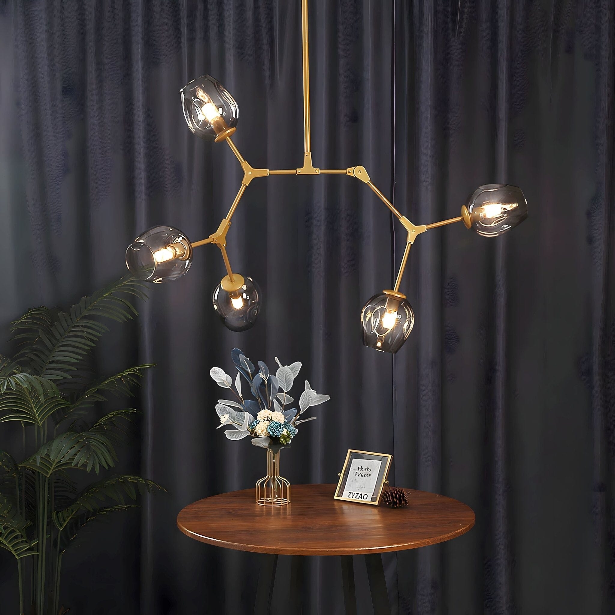 Modern Glass Globe Linear Chandelier - view 9