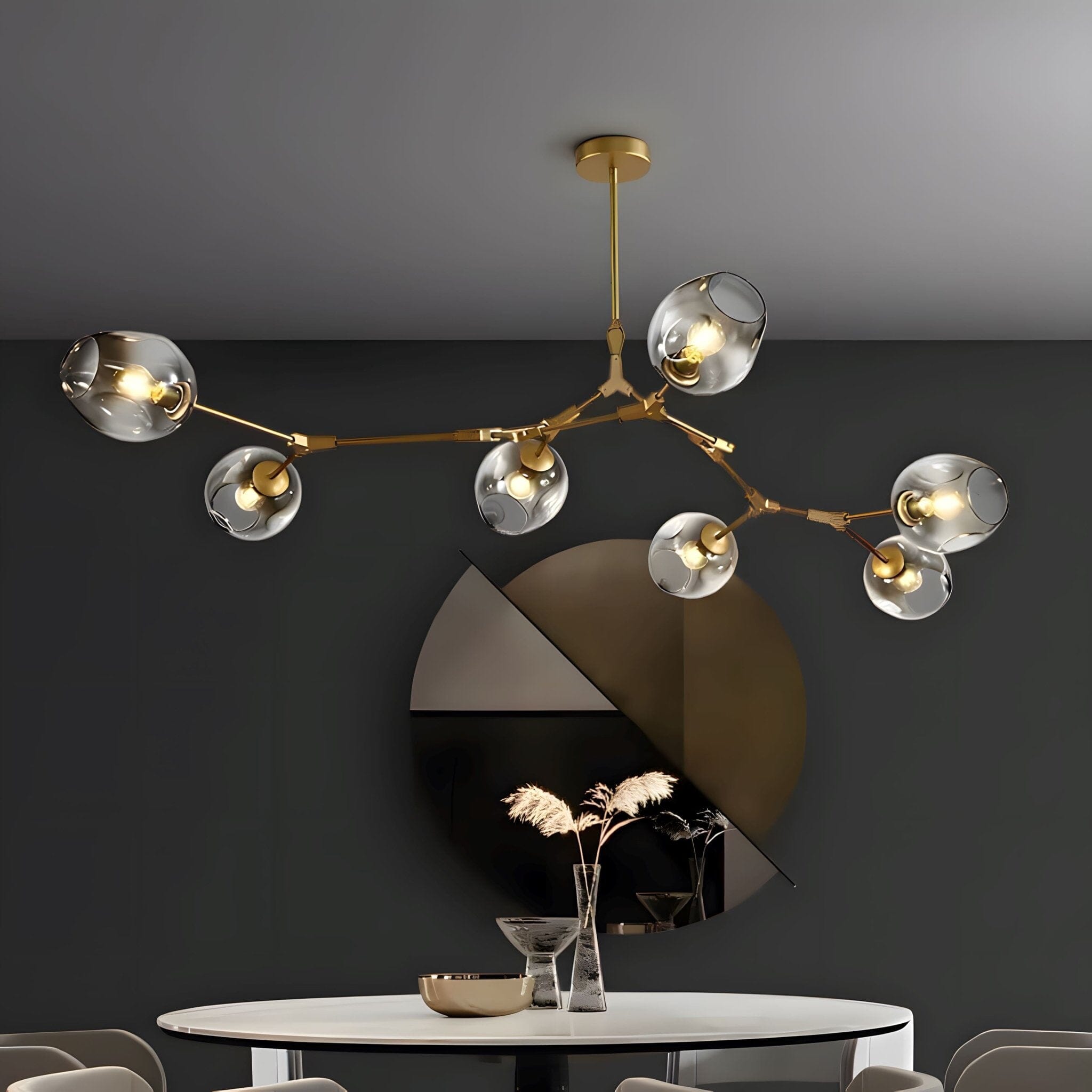 Modern Glass Globe Linear Chandelier - view 10