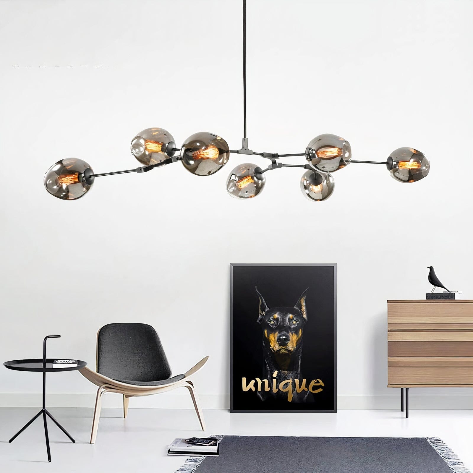 Modern Glass Globe Linear Chandelier - view 11