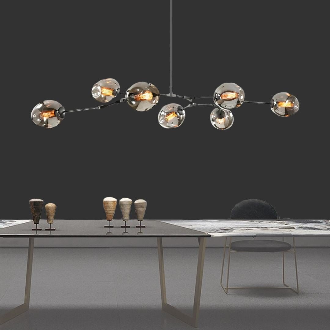Modern Glass Globe Linear Chandelier - Black