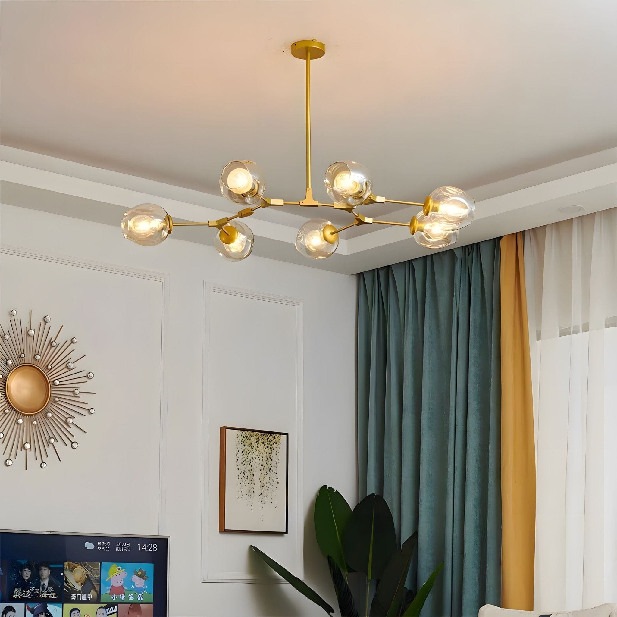 Modern Glass Globe Linear Chandelier - view 13