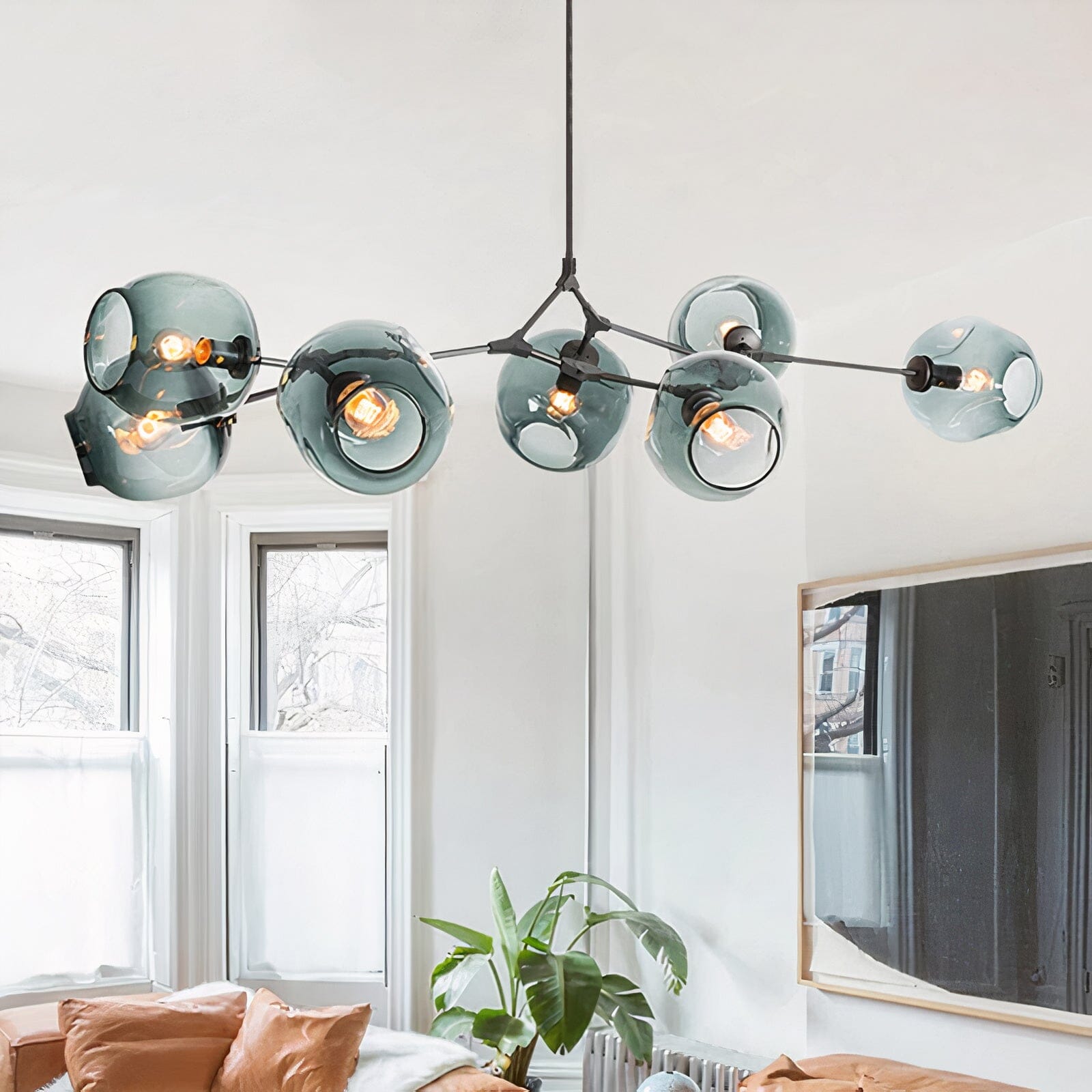 Modern Glass Globe Linear Chandelier - view 18