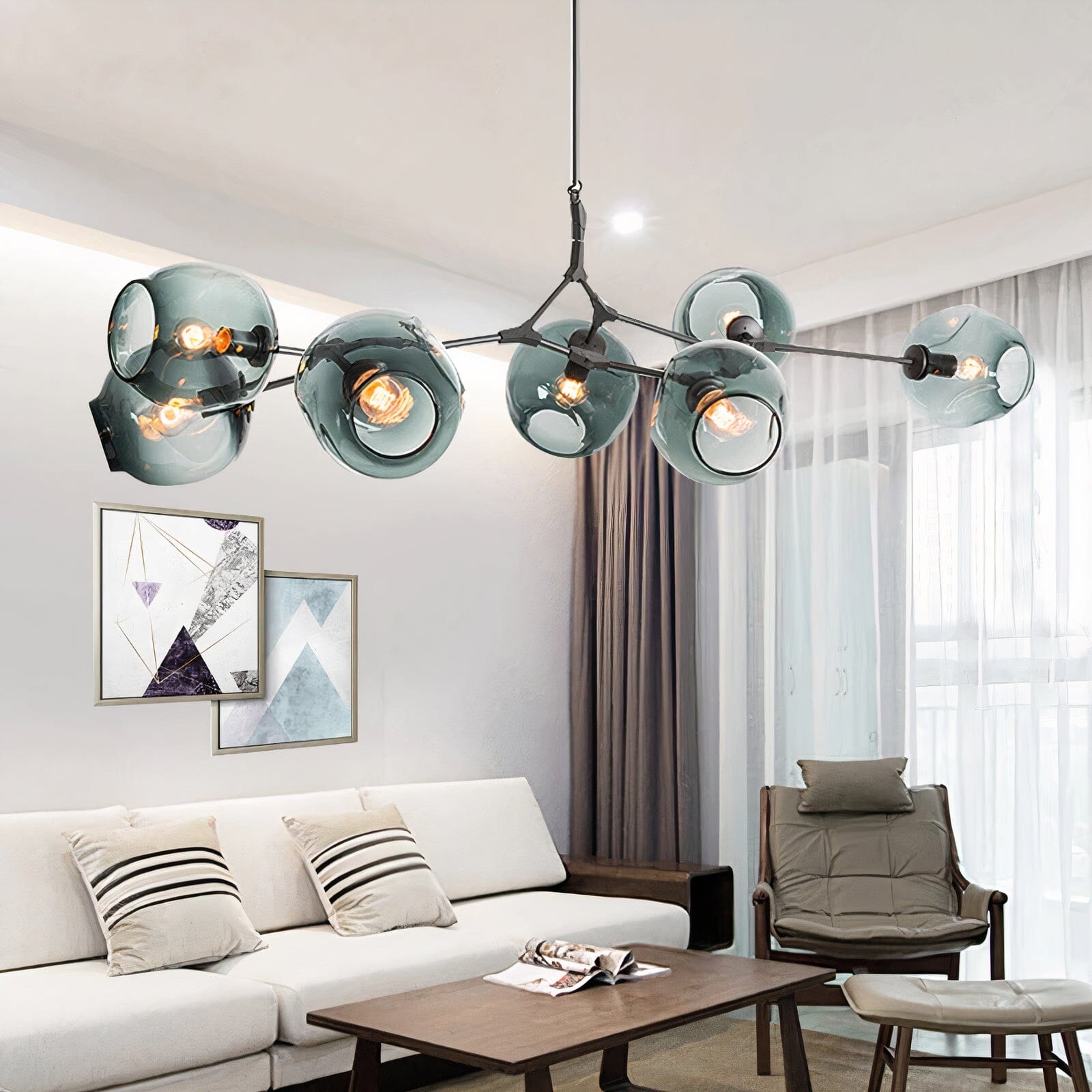 Modern Glass Globe Linear Chandelier - view 19