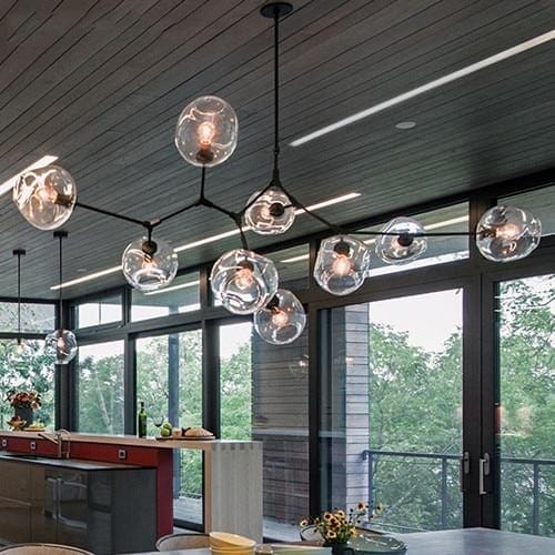 Modern Glass Globe Linear Chandelier - view 20