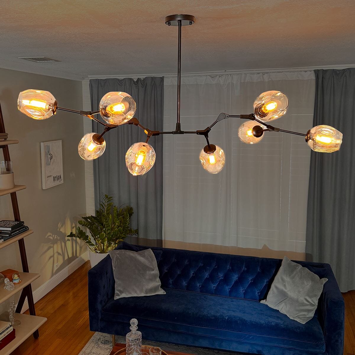Modern Glass Globe Linear Chandelier - view 21