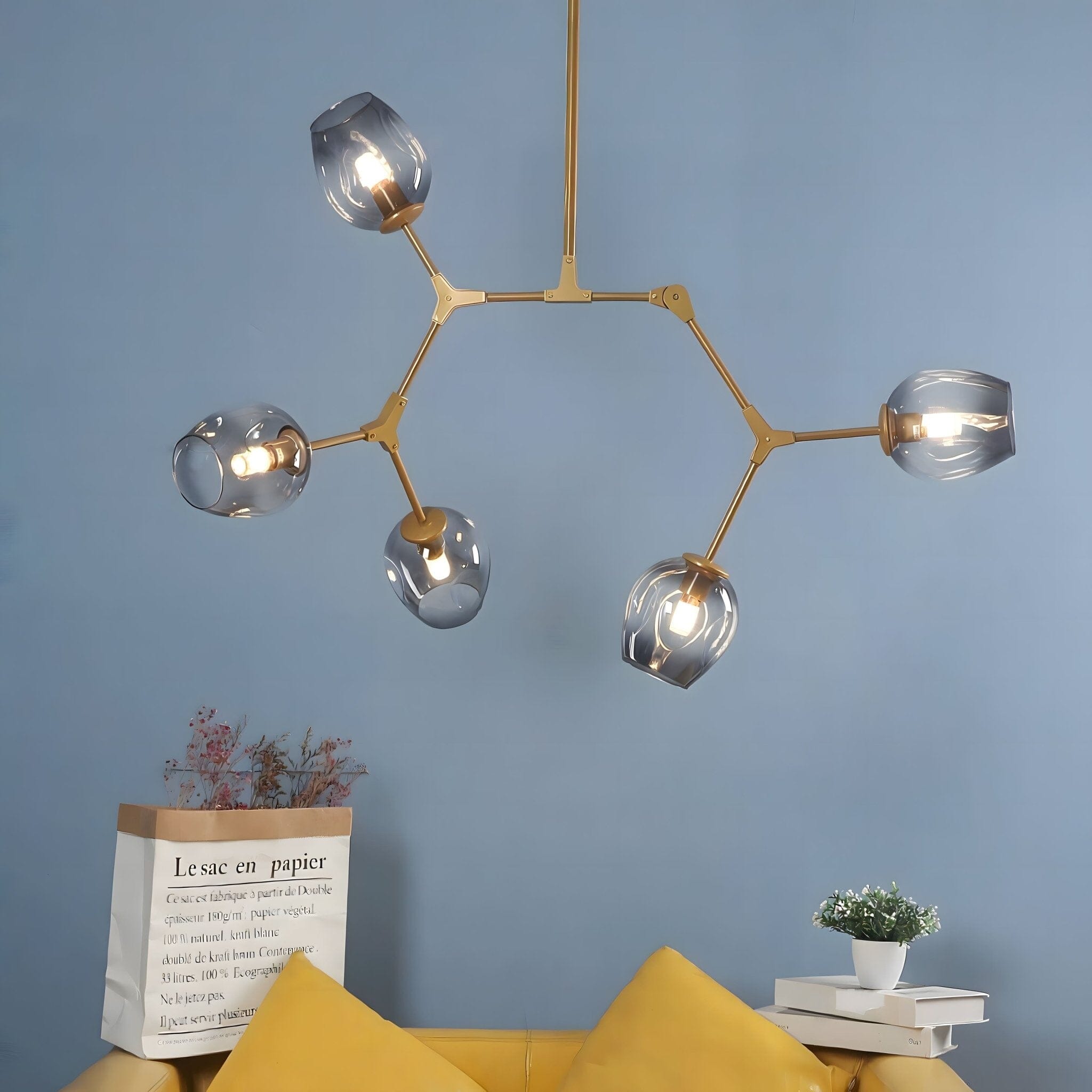 Modern Glass Globe Linear Chandelier - view 6
