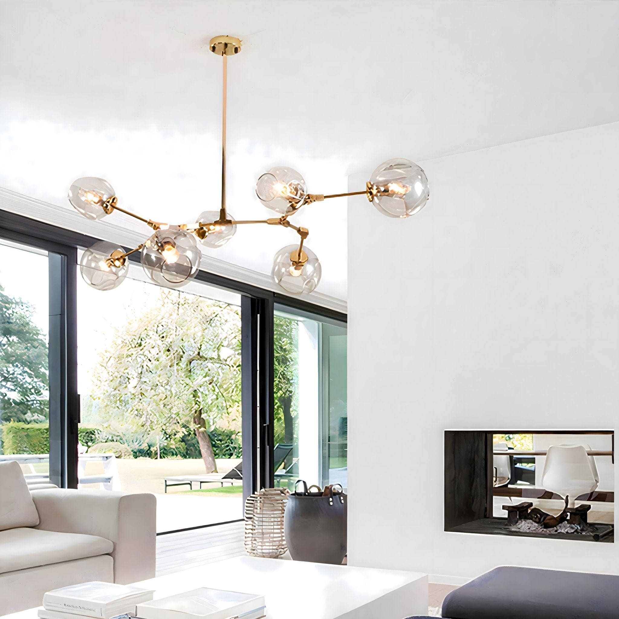 Modern Glass Globe Linear Chandelier - view 8