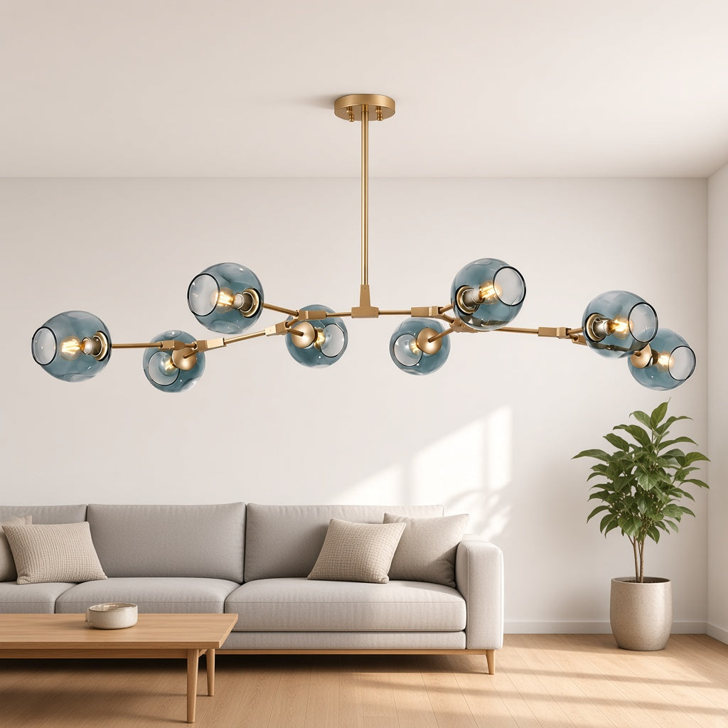 Modern Glass Globe Linear Chandelier