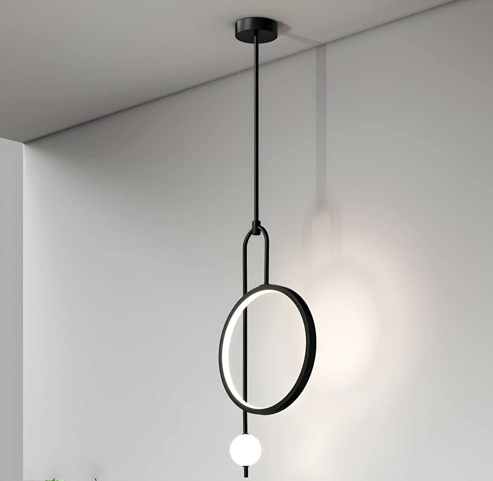Modern Ring Pendant Light - Black