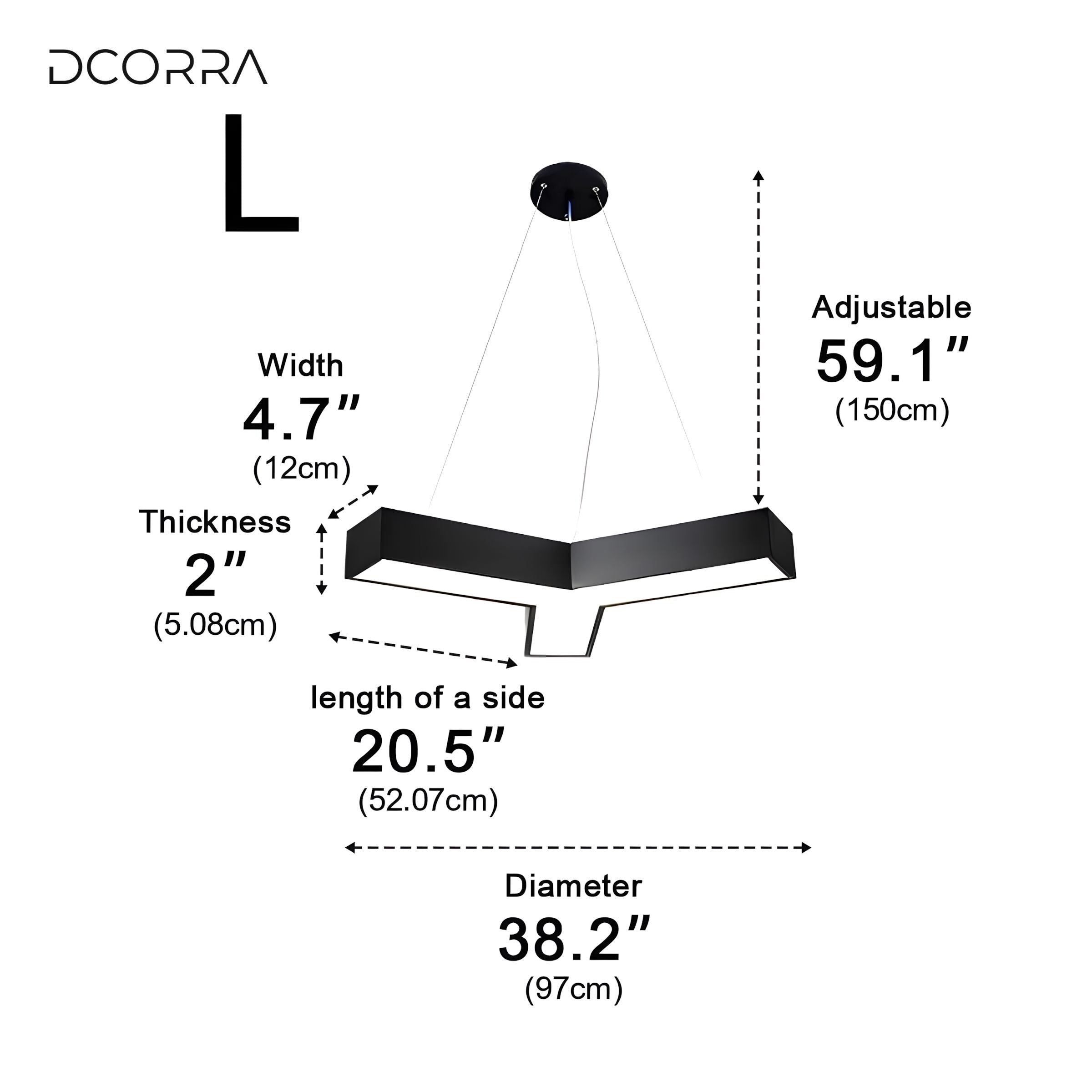 Modular Hexagon LED Ceiling Light Grid - L-38.2"