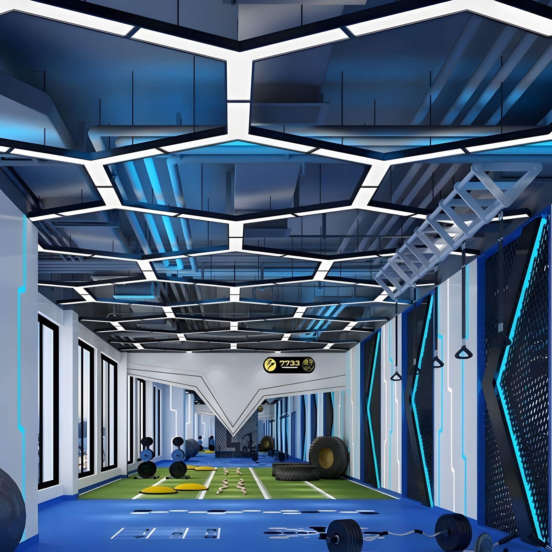 Modular Hexagon LED Ceiling Light Grid - view 12