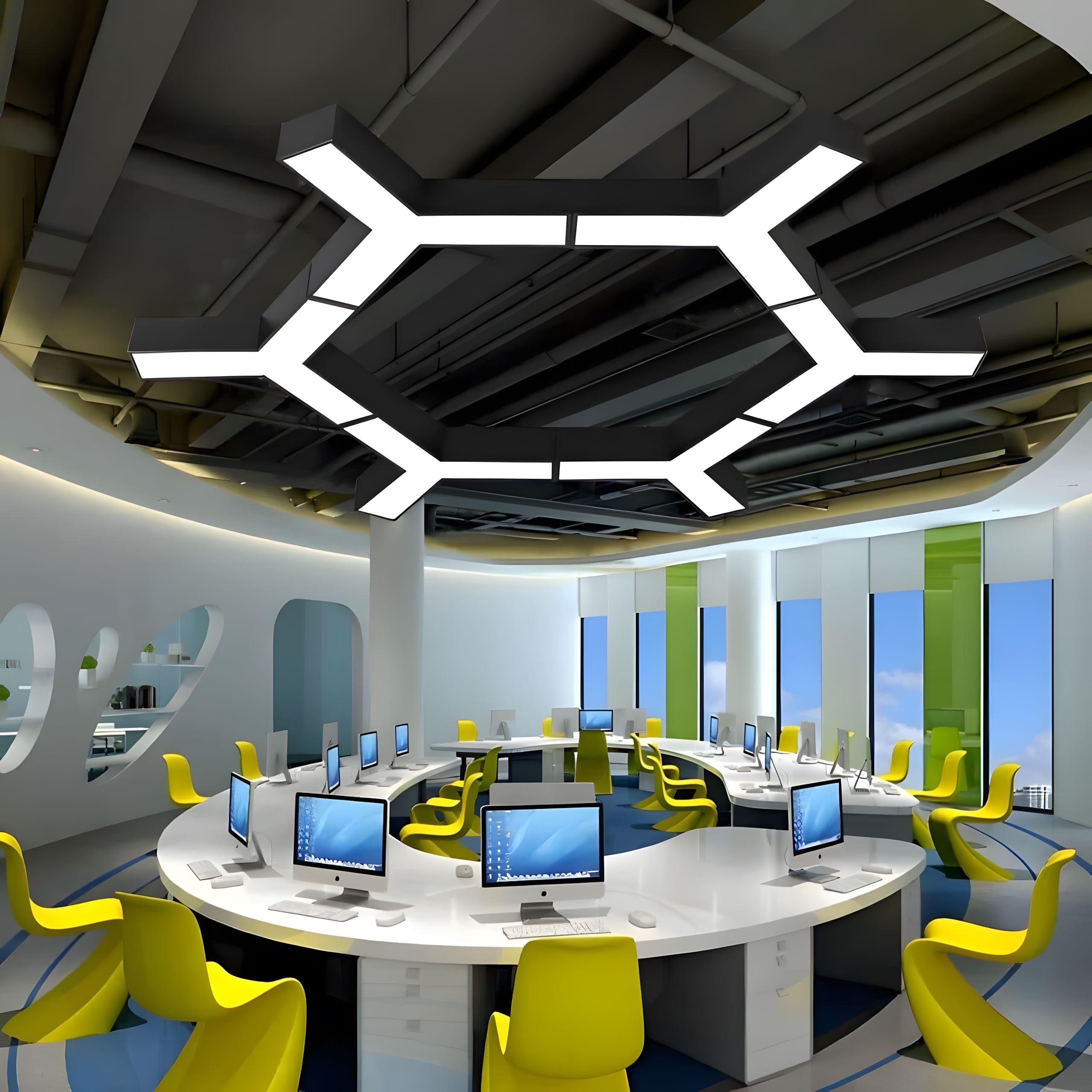 Modular Hexagon LED Ceiling Light Grid - view 13