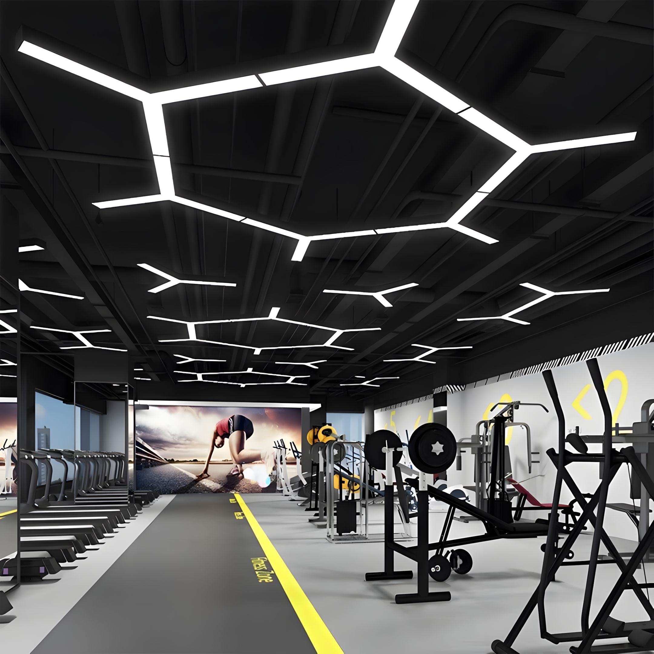 Modular Hexagon LED Ceiling Light Grid - view 2