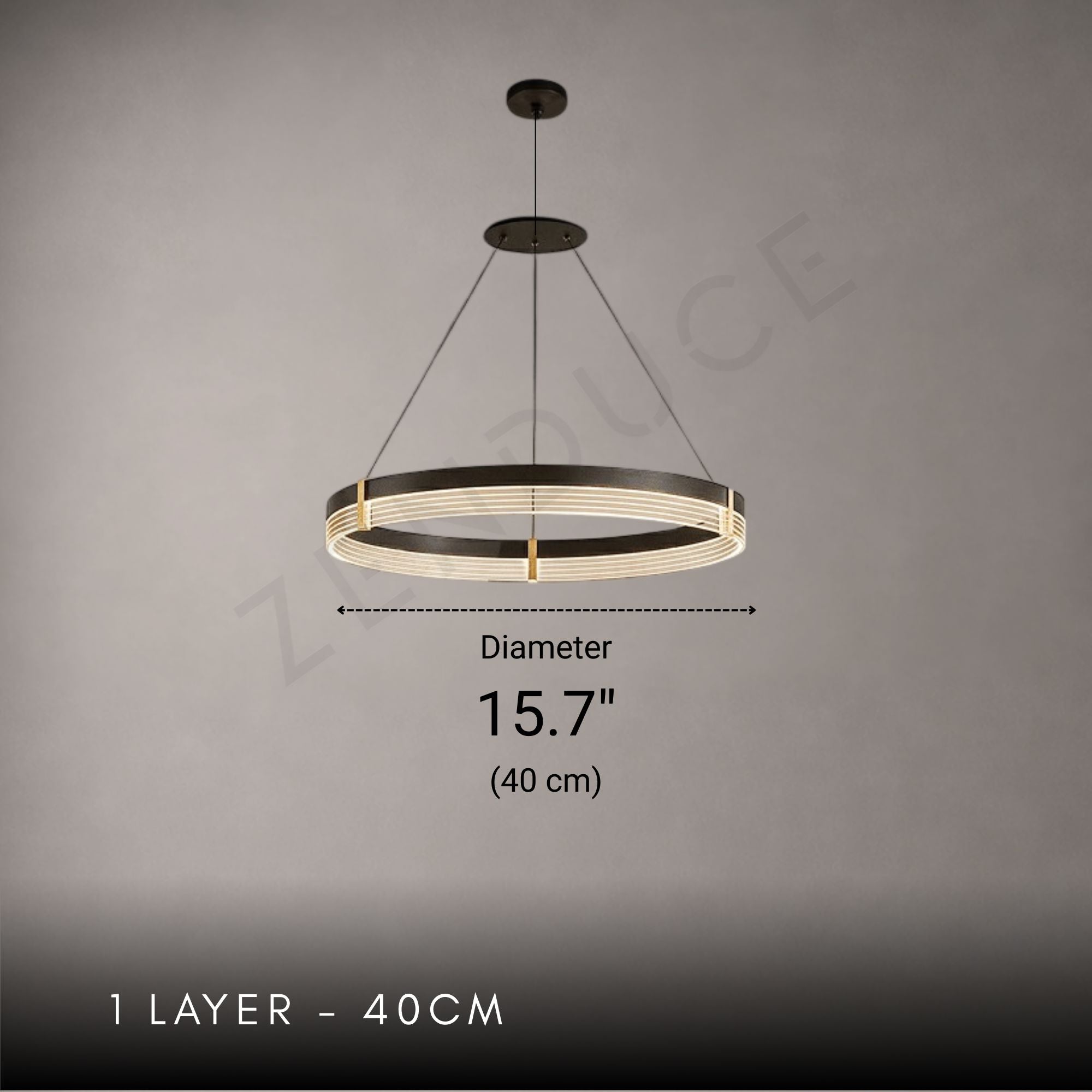 Multi-Layer LED Ring Chandelier - 1 Layer: D15.7" (40cm) / 20W