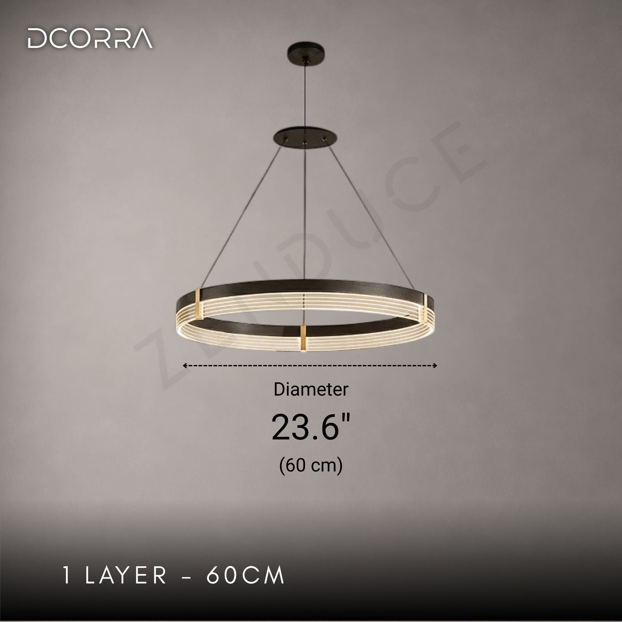 Multi-Layer LED Ring Chandelier - 1 Layer: D23.6" (60cm) / 38W