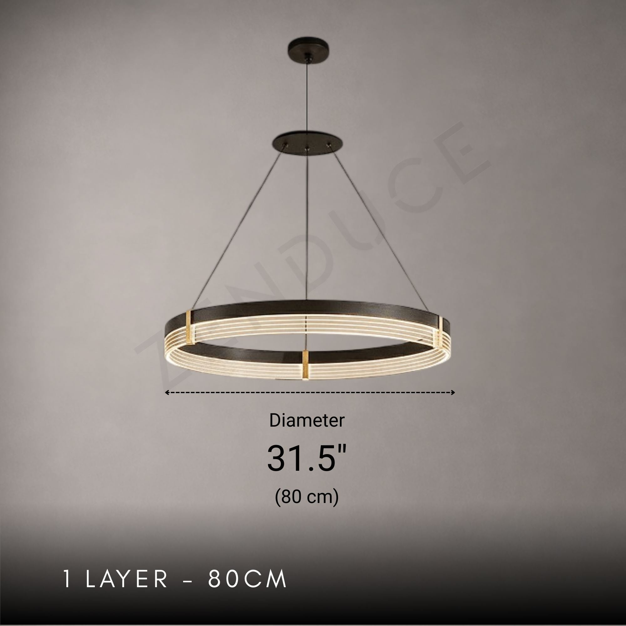 Multi-Layer LED Ring Chandelier - 1 Layer: D31.5" (80cm) / 50W