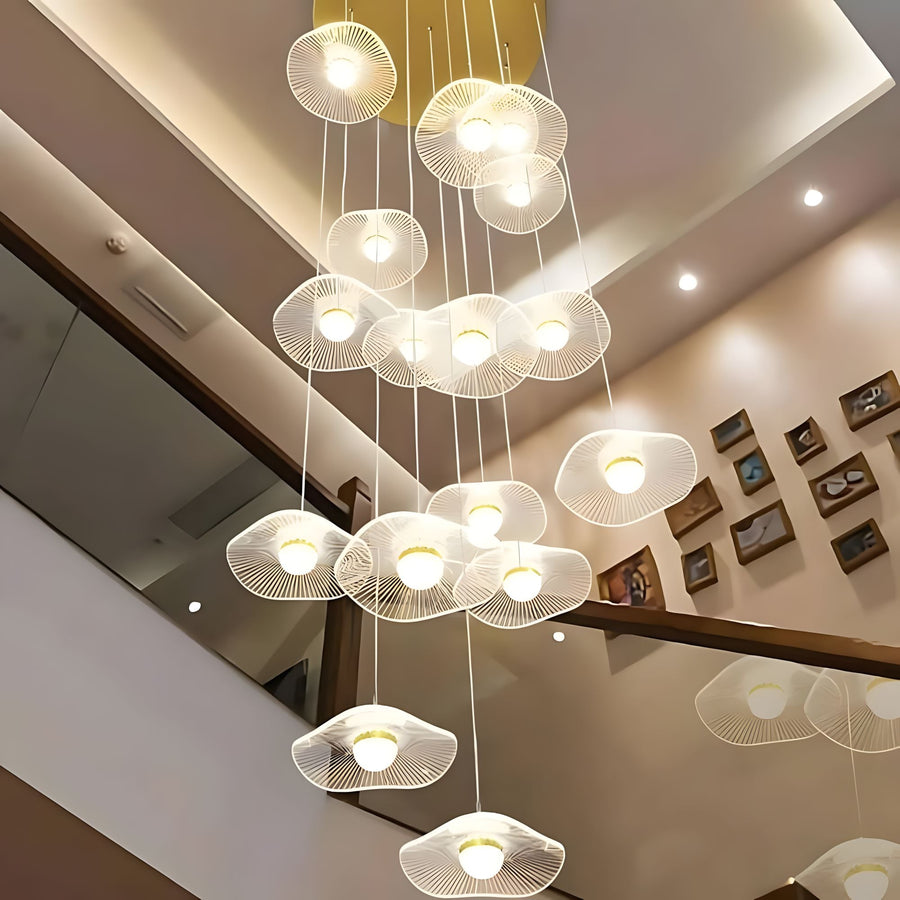 Mushroom Lotus Leaf LED Cascade Chandelier