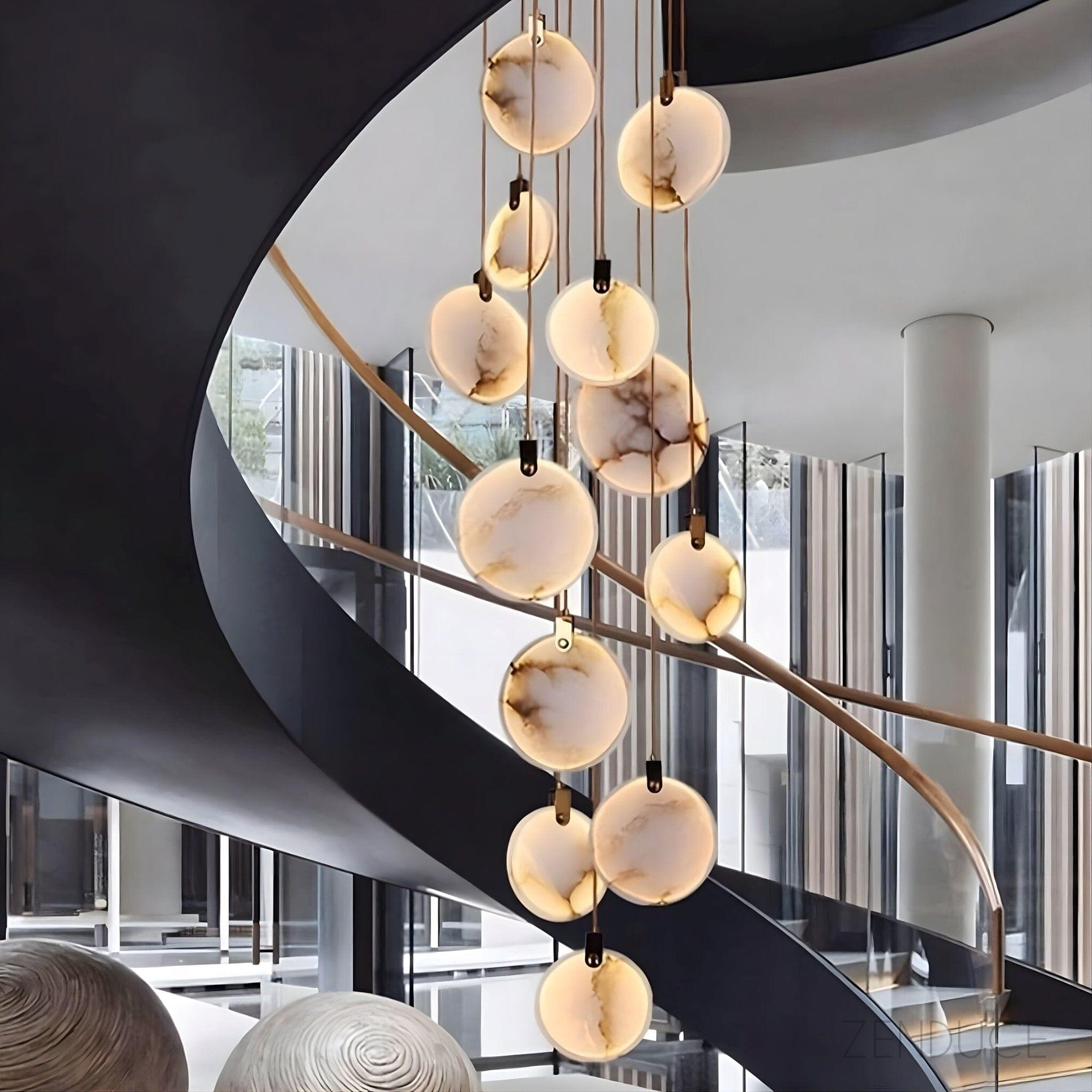 Natural Alabaster Disc Cascade Chandelier - view 3