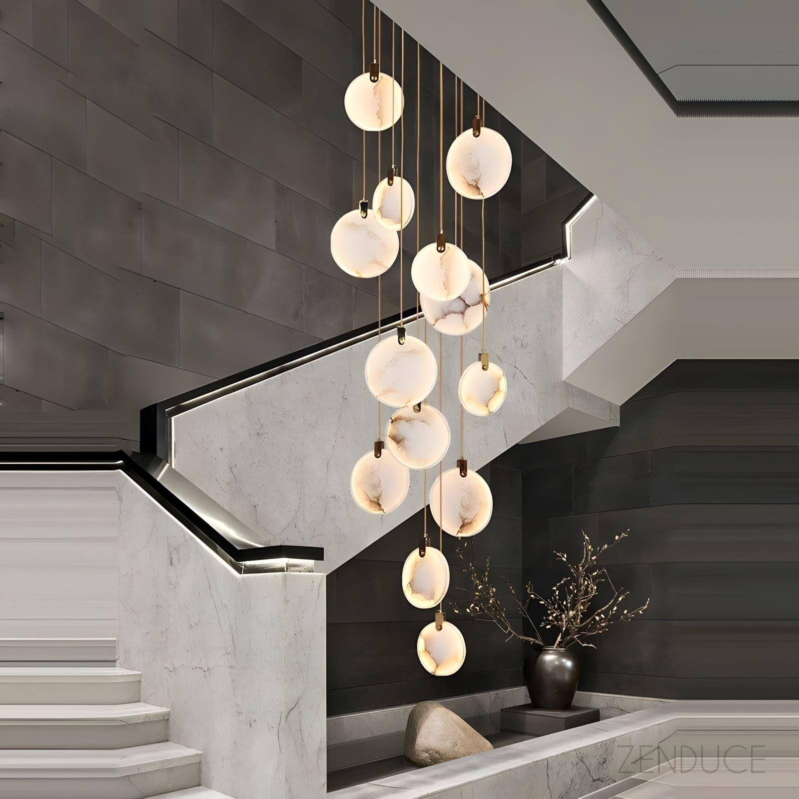 Natural Alabaster Disc Cascade Chandelier - view 4