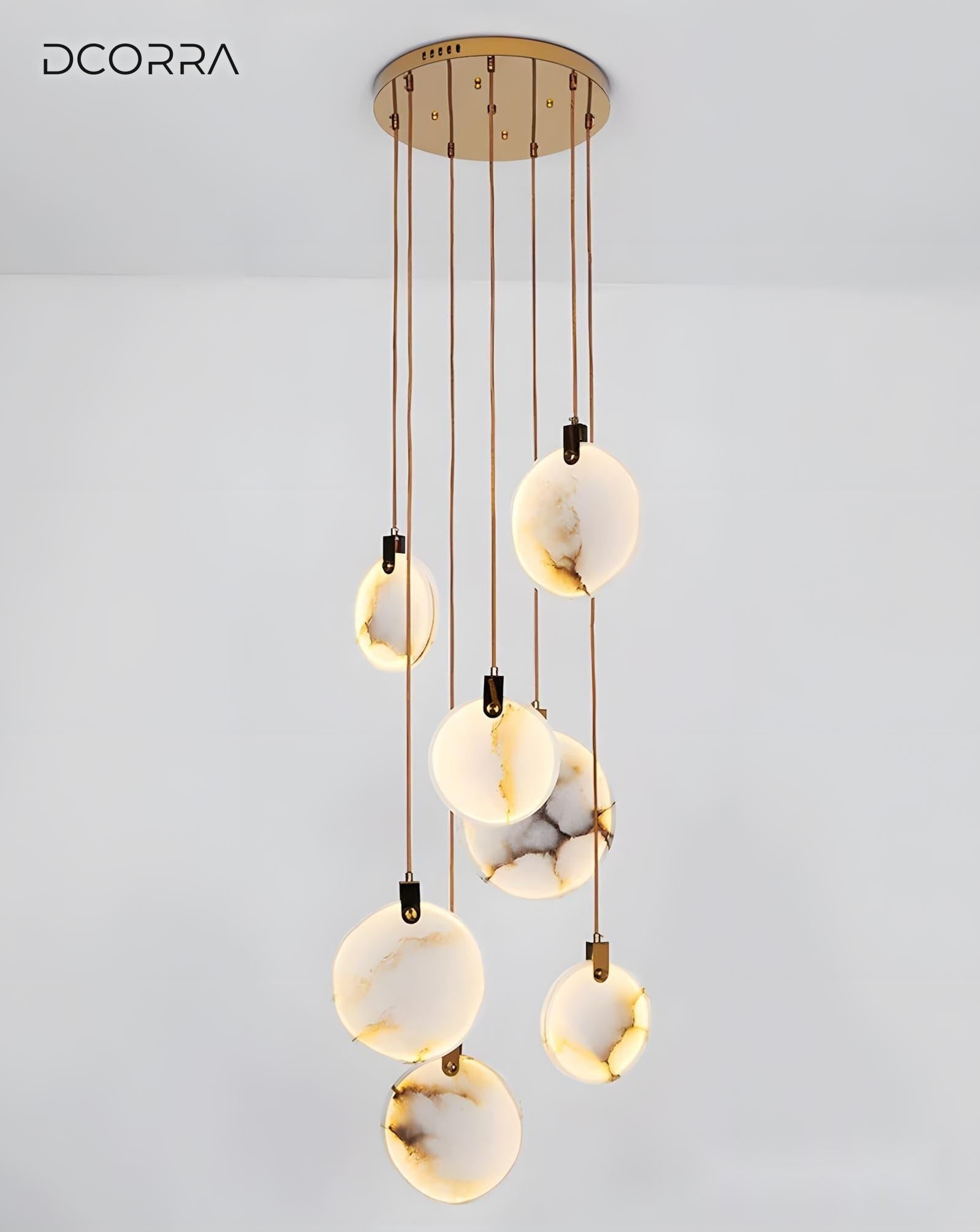 Natural Alabaster Disc Cascade Chandelier - view 6