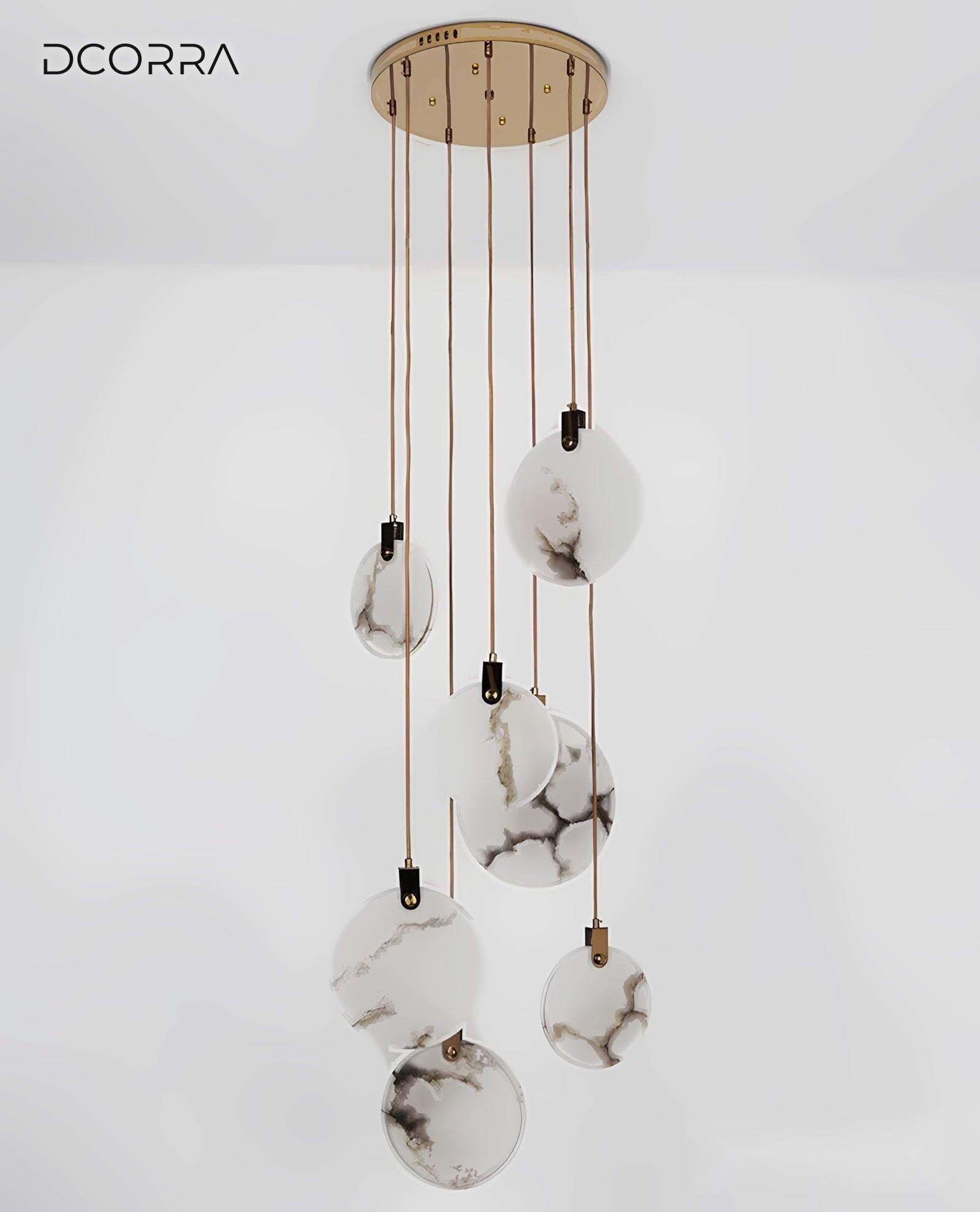 Natural Alabaster Disc Cascade Chandelier - view 8