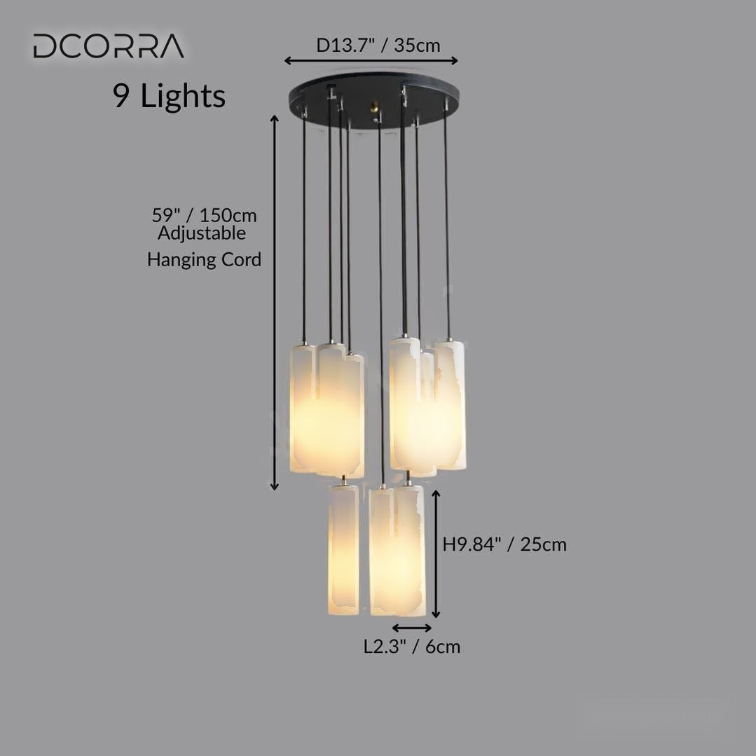 Natural Marble Candle Pendant Chandelier - 9 Lights