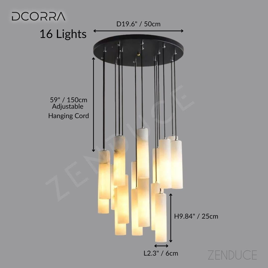 Natural Marble Candle Pendant Chandelier - 16 Lights