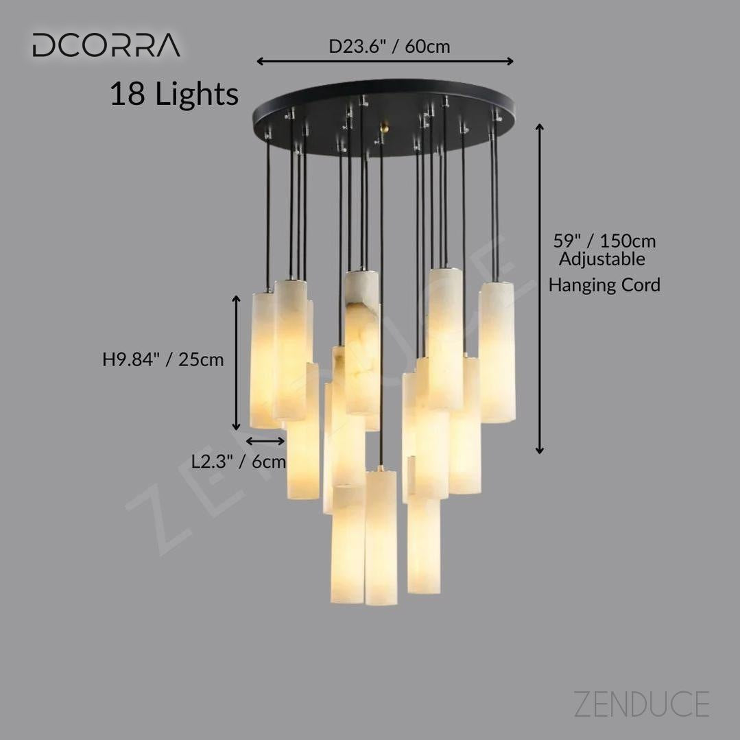Natural Marble Candle Pendant Chandelier - 18 Lights