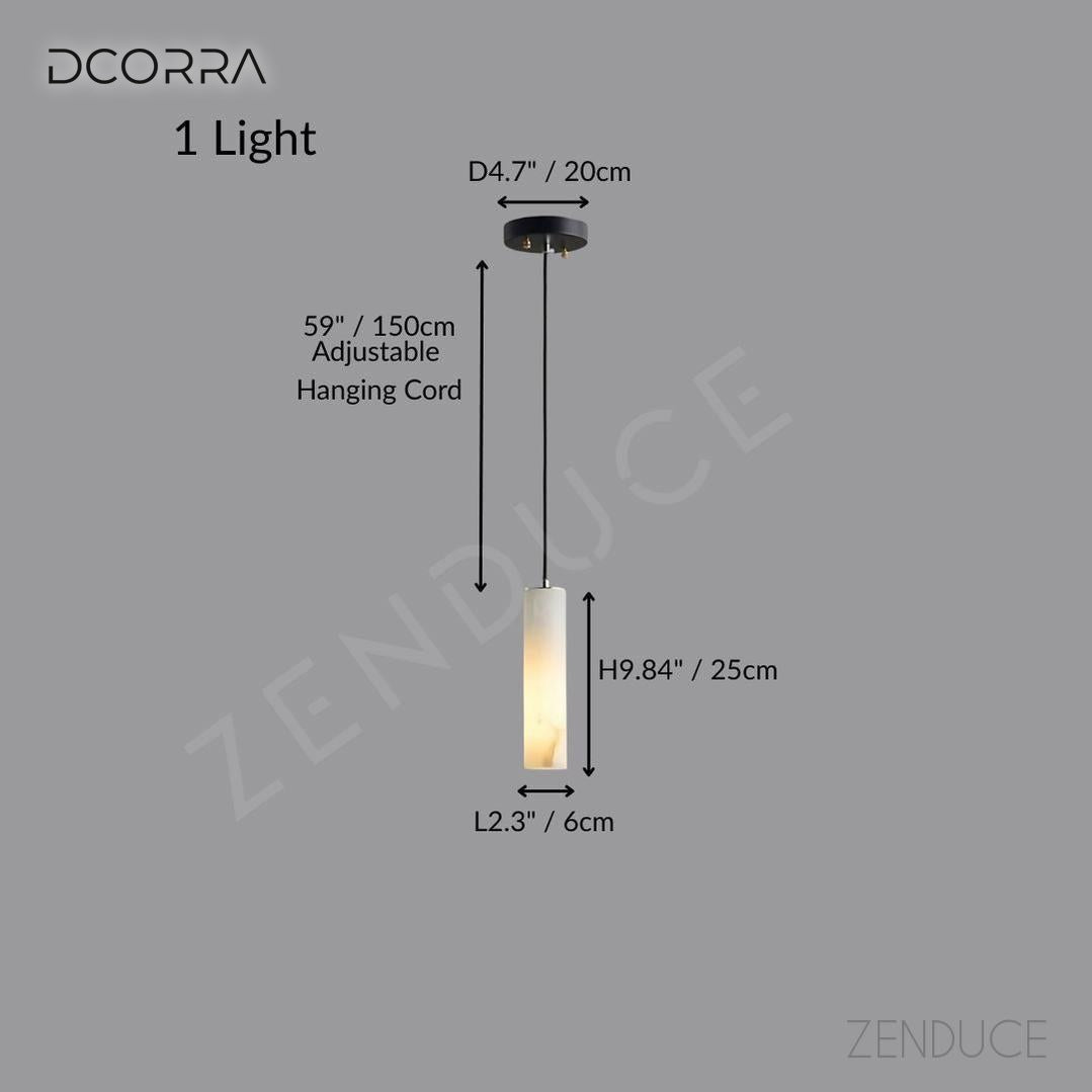 Natural Marble Candle Pendant Chandelier - 1 Light