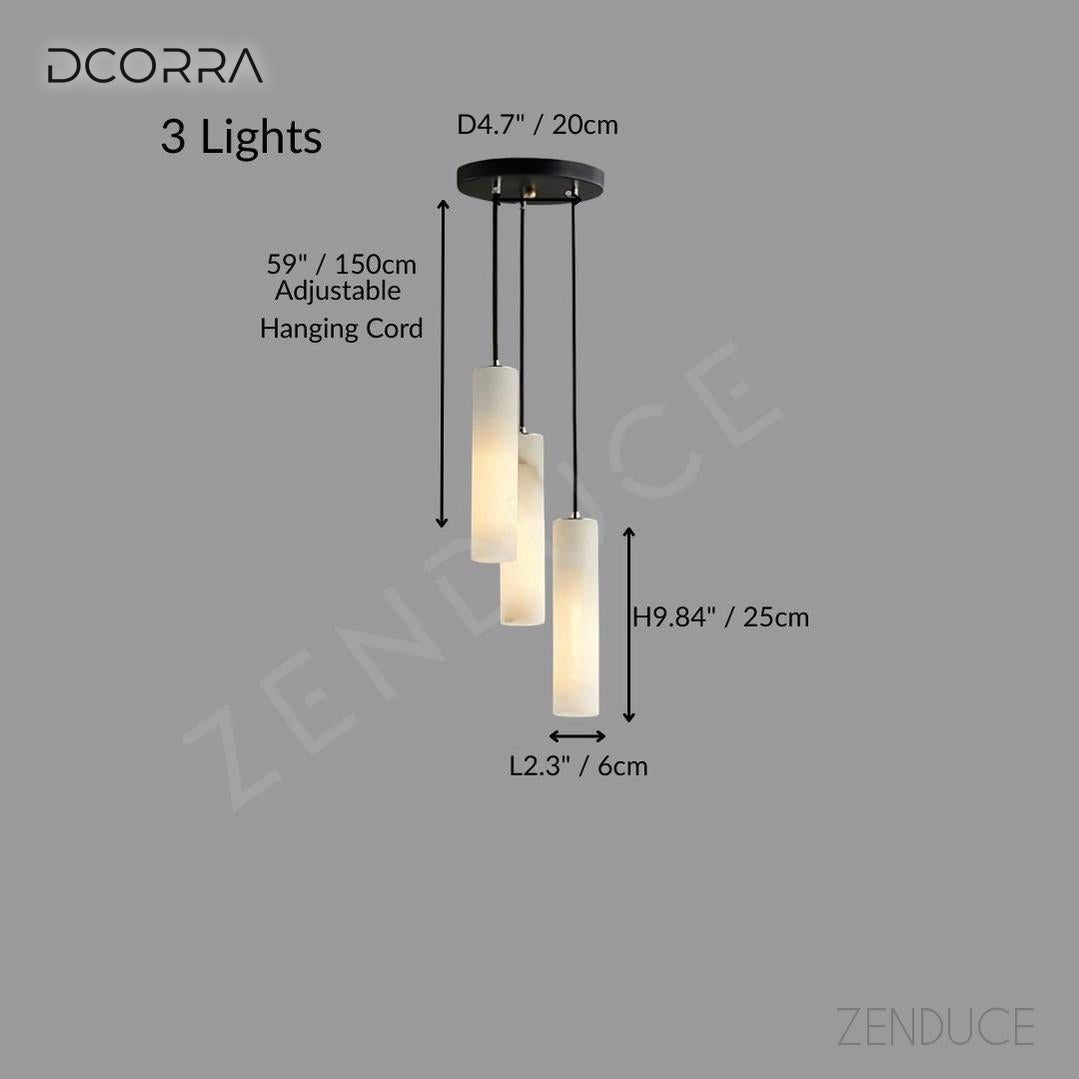 Natural Marble Candle Pendant Chandelier - 3 Lights