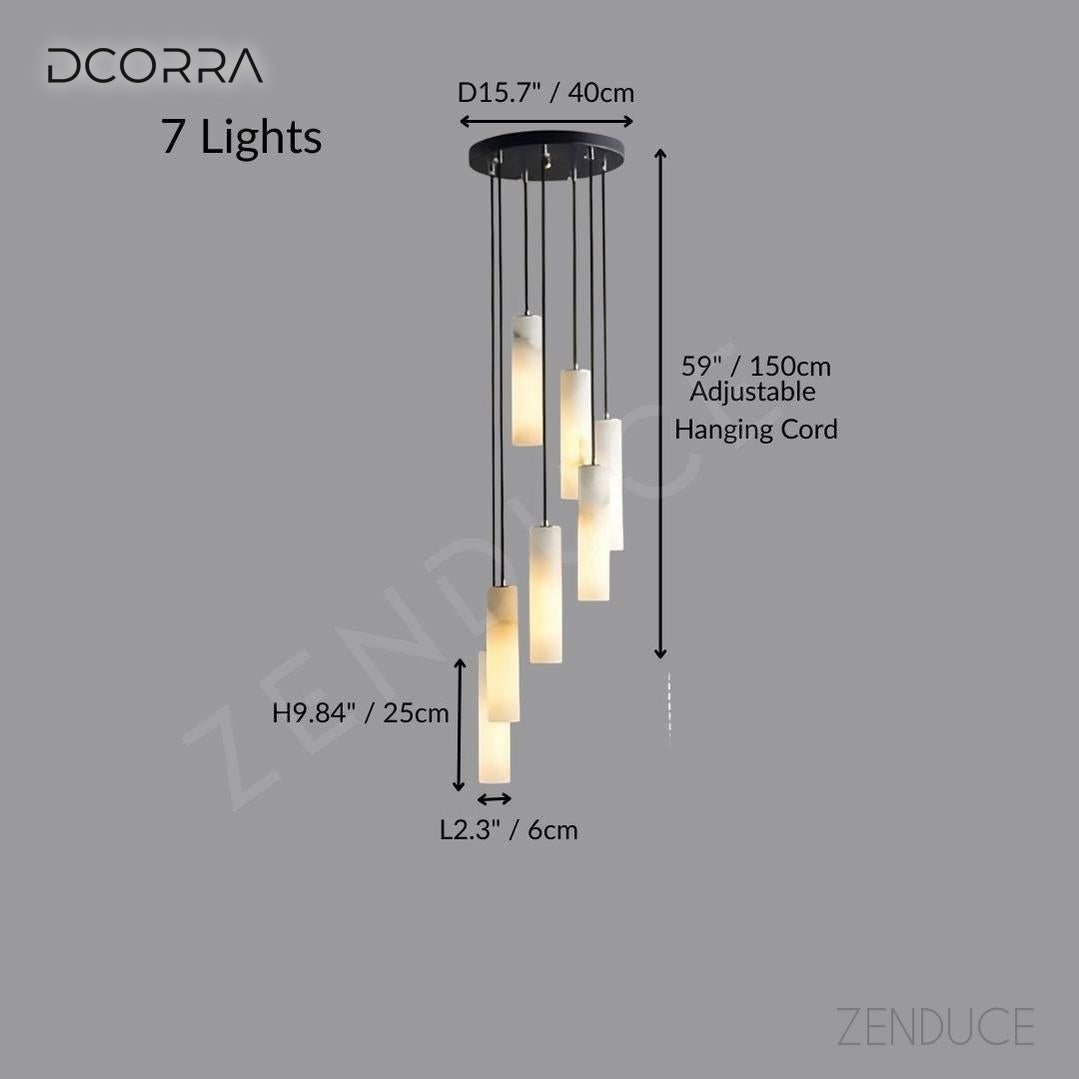 Natural Marble Candle Pendant Chandelier - 7 Lights