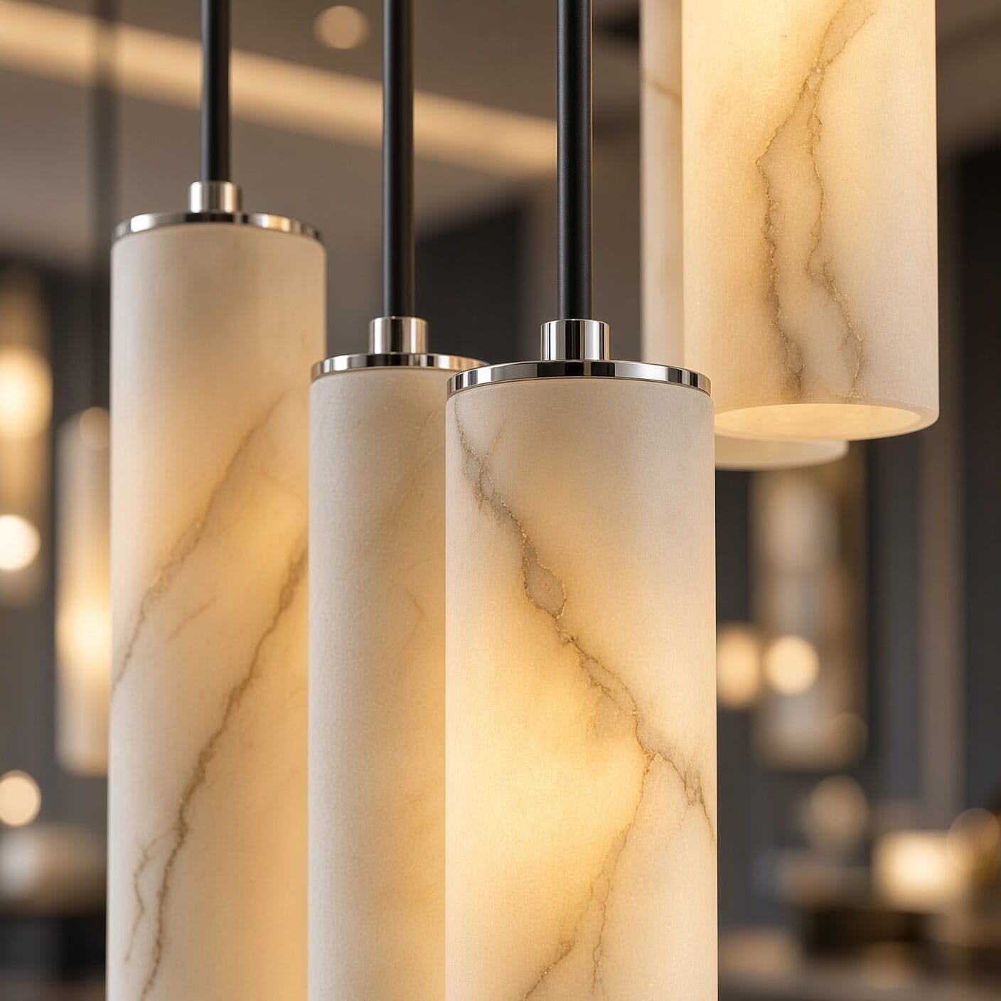 Natural Marble Candle Pendant Chandelier - view 3