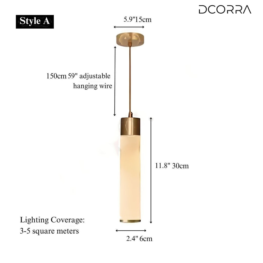 Natural Marble Mini Cylinder Pendant Light - Style A