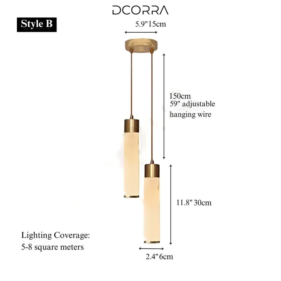 Natural Marble Mini Cylinder Pendant Light - Style B