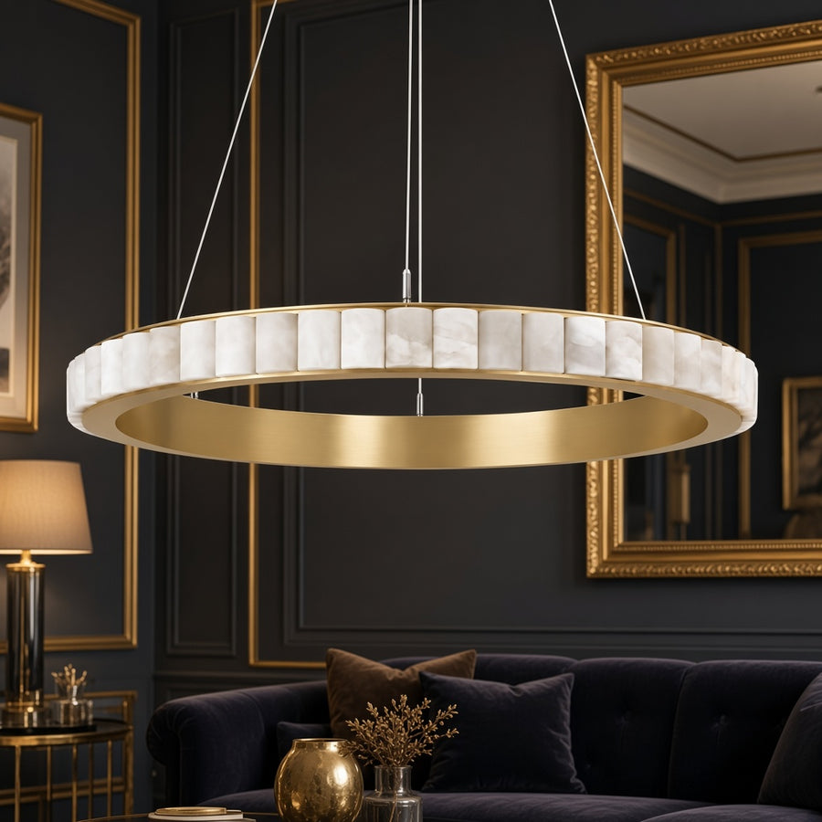 Natural Marble Ring LED Chandelier