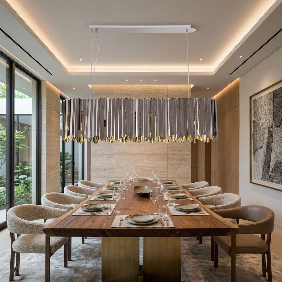 Nested Ring LED Chandelier above a dining table