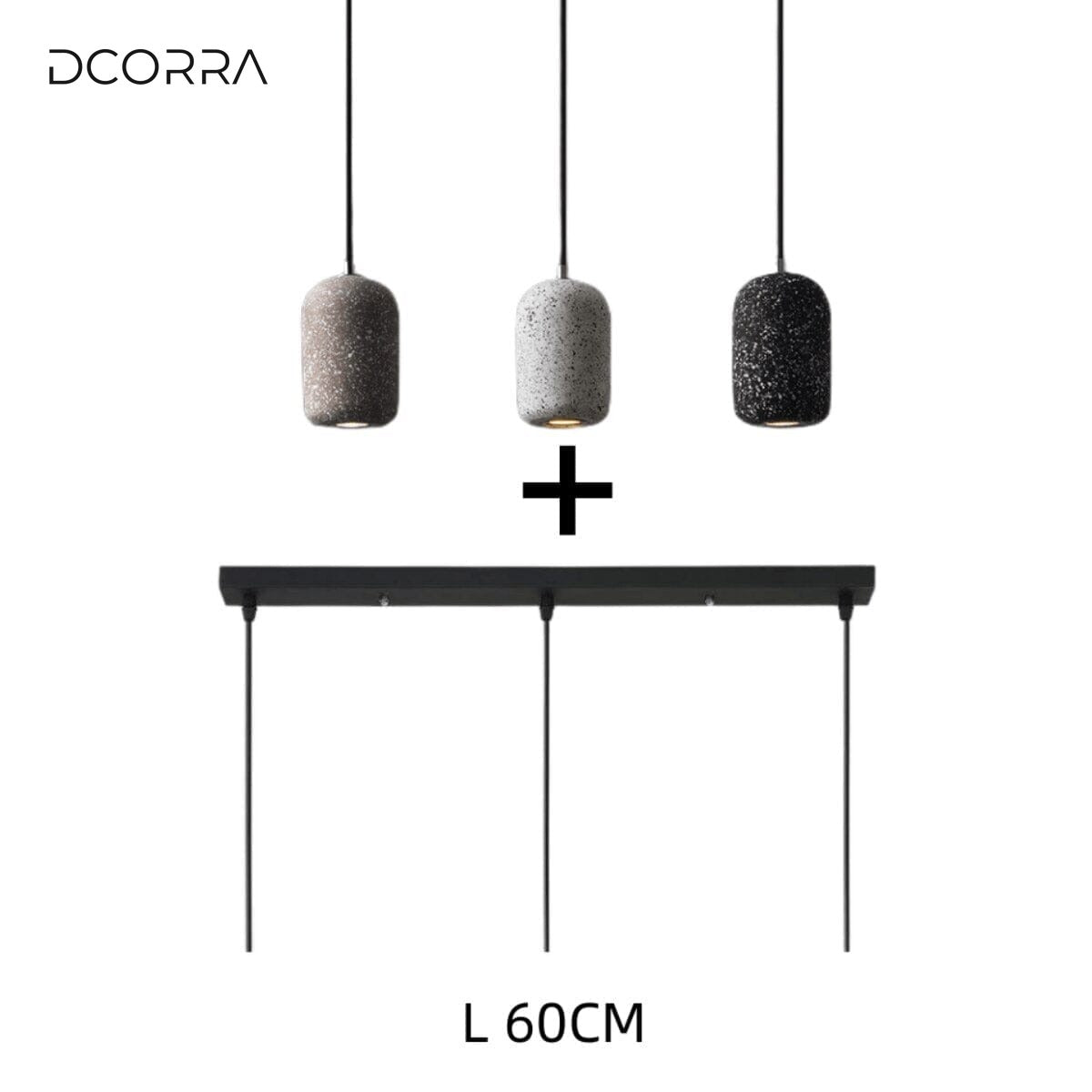 Nordic Cement Look Pendant Light - 3 lights Linear Plate