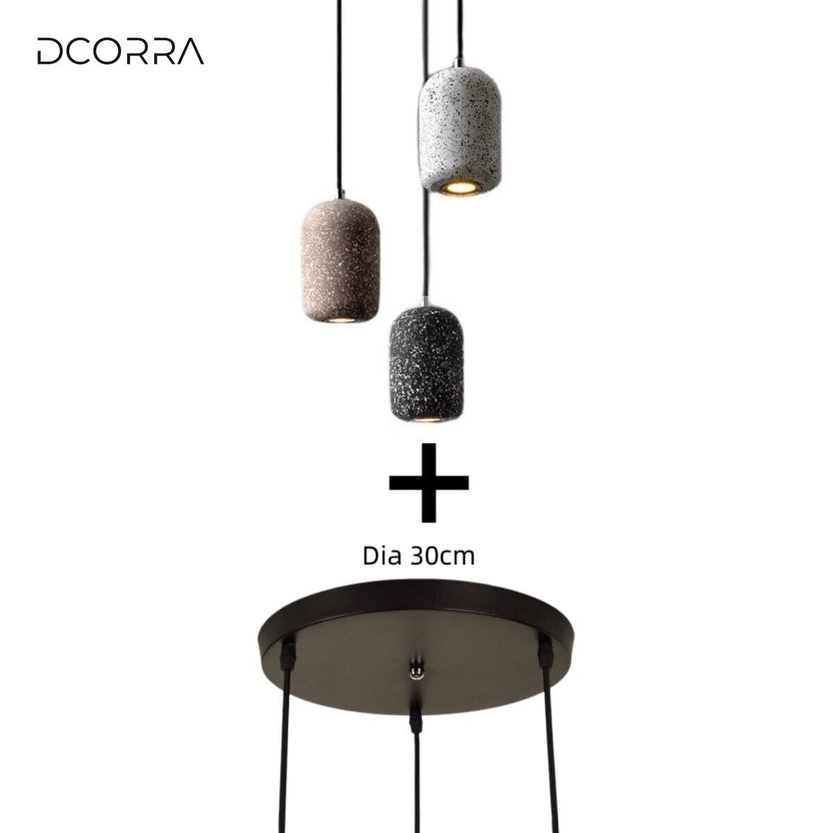 Nordic Cement Look Pendant Light - 3 lights Round Plate