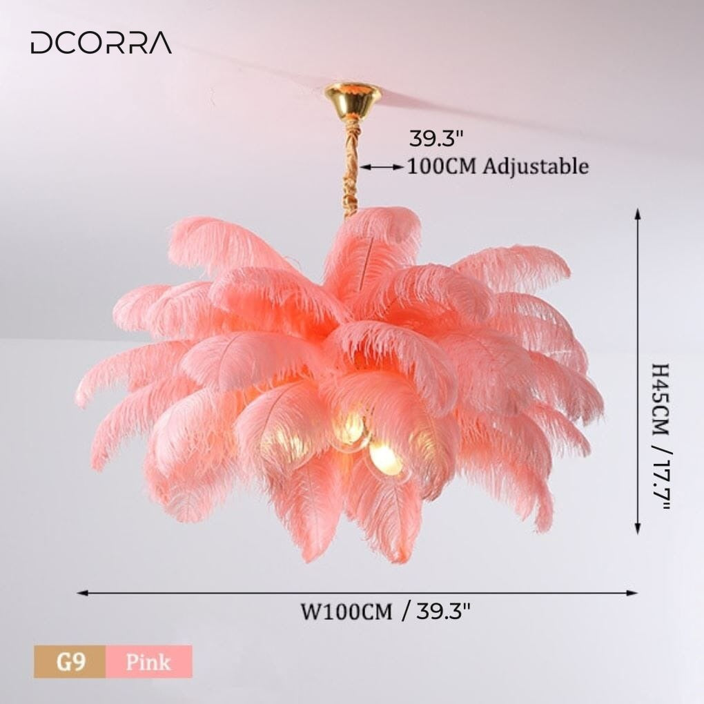 Ostrich Feather Chandelier - Pink