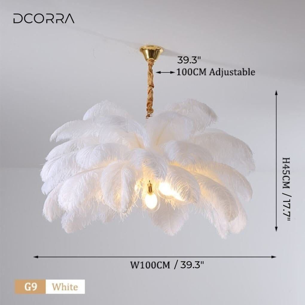 Ostrich Feather Chandelier - White