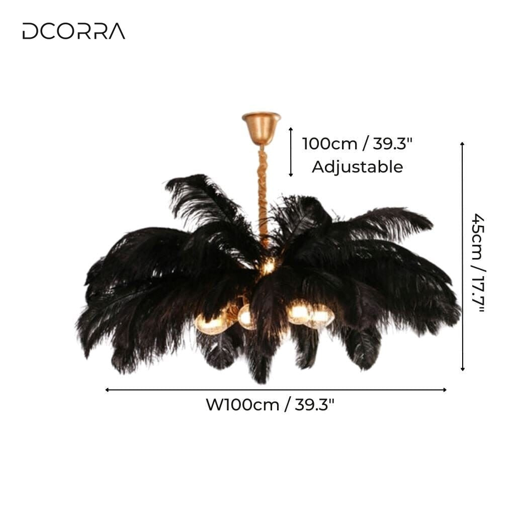 Ostrich Feather Chandelier - Black