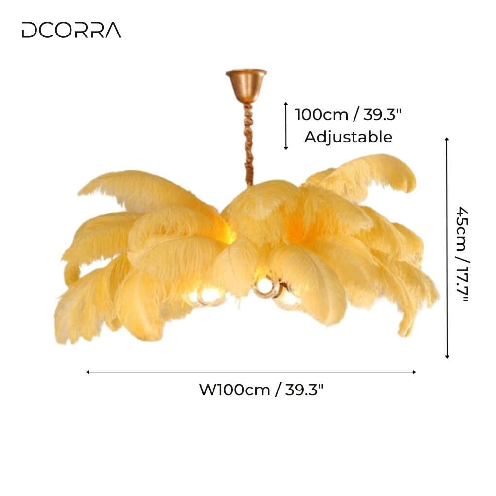 Ostrich Feather Chandelier - Yellow