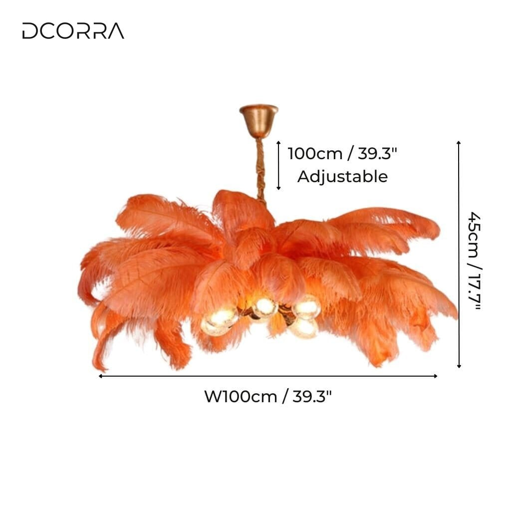 Ostrich Feather Chandelier - Orange