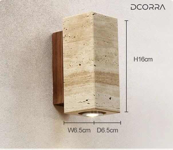 Outdoor Stone Wall Lamp with Wood or Metal Base - Small / Square / Wooden Base