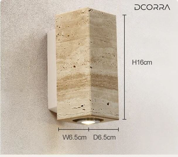 Outdoor Stone Wall Lamp with Wood or Metal Base - Small / Square / Metal Base
