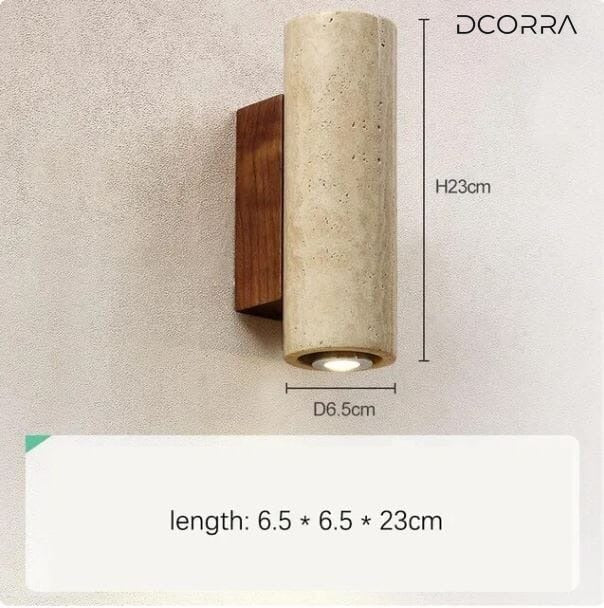 Outdoor Stone Wall Lamp with Wood or Metal Base - Large / Round / Wooden Base