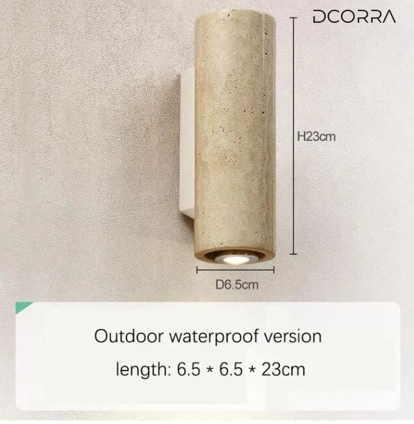 Outdoor Stone Wall Lamp with Wood or Metal Base - Large / Round / Metal Base